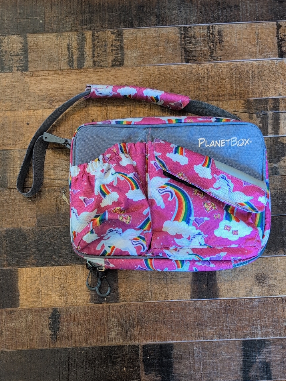 PlanetBox Kids Unicorn Pink Lunch Tote with Rainbow Print